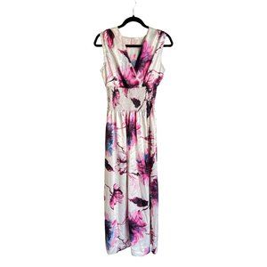 Colombian Maxi floral Dress Medium Pink